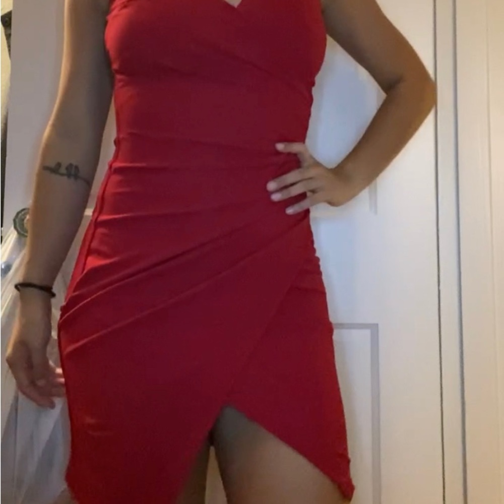 Casual red dress, hasn’t been worn for any event but tags are off.
